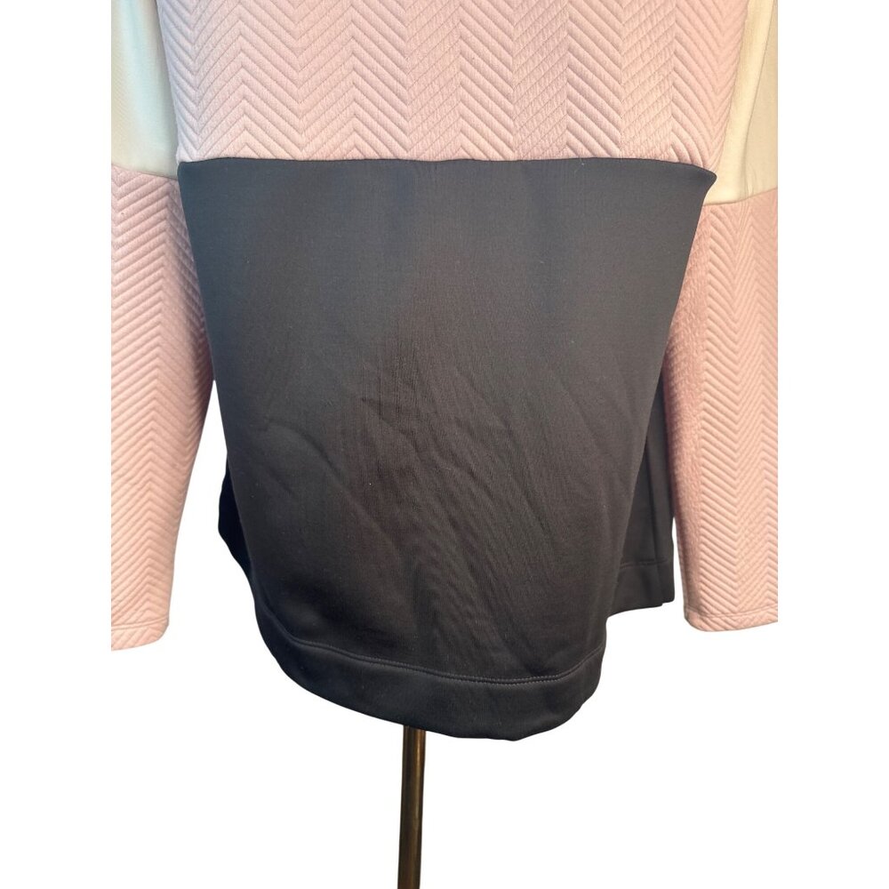 Talbots Medium Quilted M Colorblock Half-Zip Pink Black Pullover Sweater - Picture 12 of 14